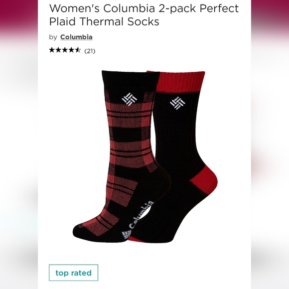 Columbia Women's Red & Black Plaid Thermal Socks 2pk NEW - Picture 4 of 4